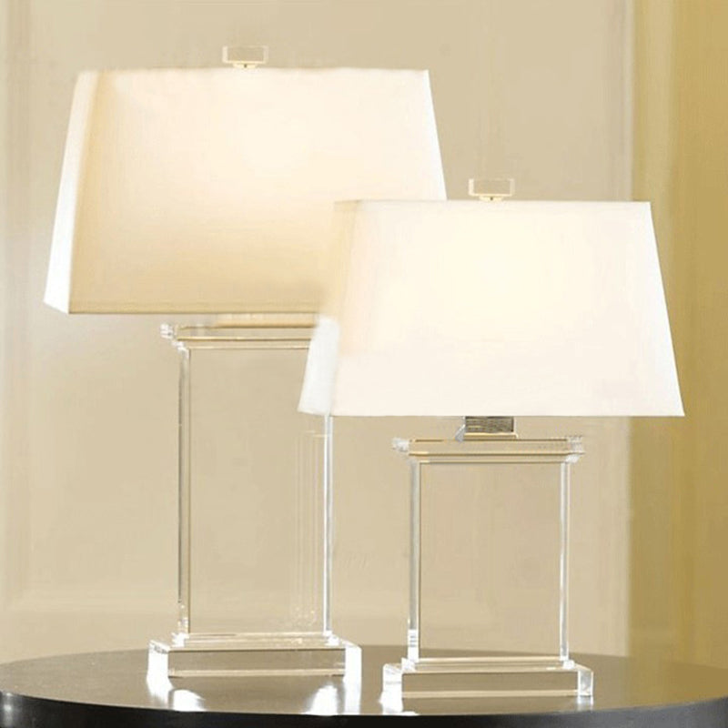 Compito rettangolare luce contemporanea cristallo chiaro 18 "/22" largo 1 lampada da scrivania bianca
