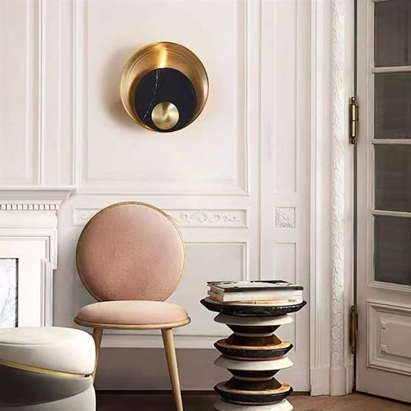 Modern Style Round Wall Sconce Lights Metal 1 Light Wall Mount Lighting