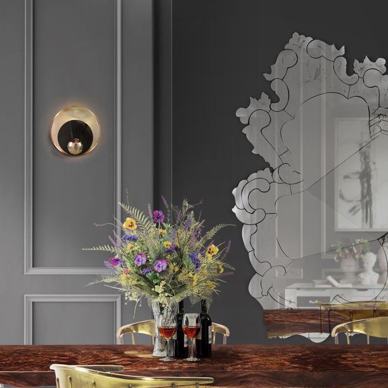 Modern Style Round Wall Sconce Lights Metal 1 Light Wall Mount Lighting