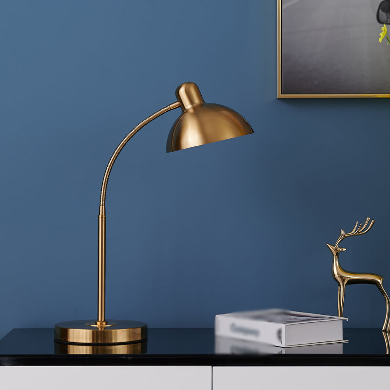 Dome 1 Light Table Lamp Mid Century Modern Metal Night Table Lamps for Study Room