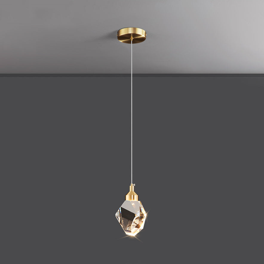Lampe suspendue géométrique en cuivre dans un pendentif en cristal de style artistique moderne pour chambre à coucher