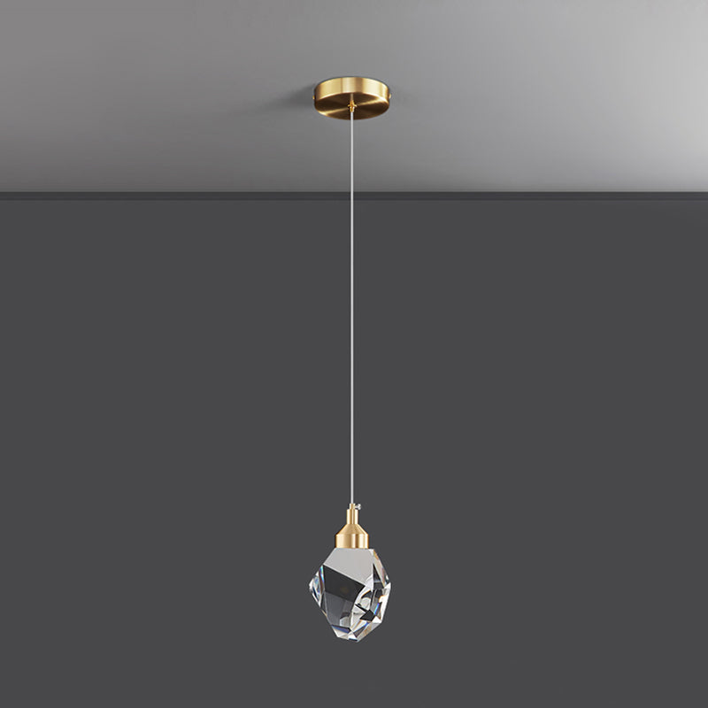 Lampe suspendue géométrique en cuivre dans un pendentif en cristal de style artistique moderne pour chambre à coucher
