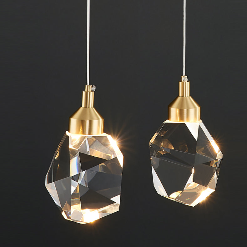 Lampe suspendue géométrique en cuivre dans un pendentif en cristal de style artistique moderne pour chambre à coucher