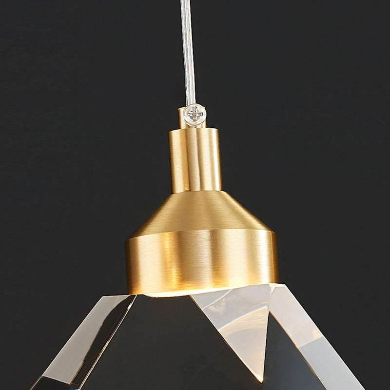 Lampe suspendue géométrique en cuivre dans un pendentif en cristal de style artistique moderne pour chambre à coucher
