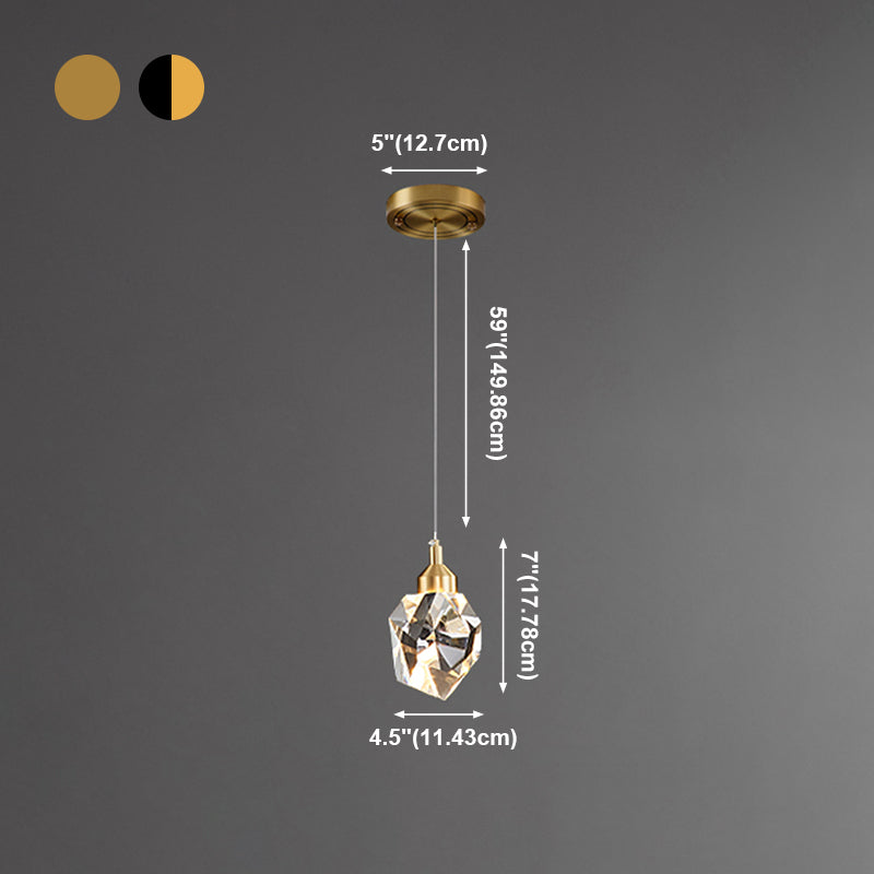 Lampe suspendue géométrique en cuivre dans un pendentif en cristal de style artistique moderne pour chambre à coucher