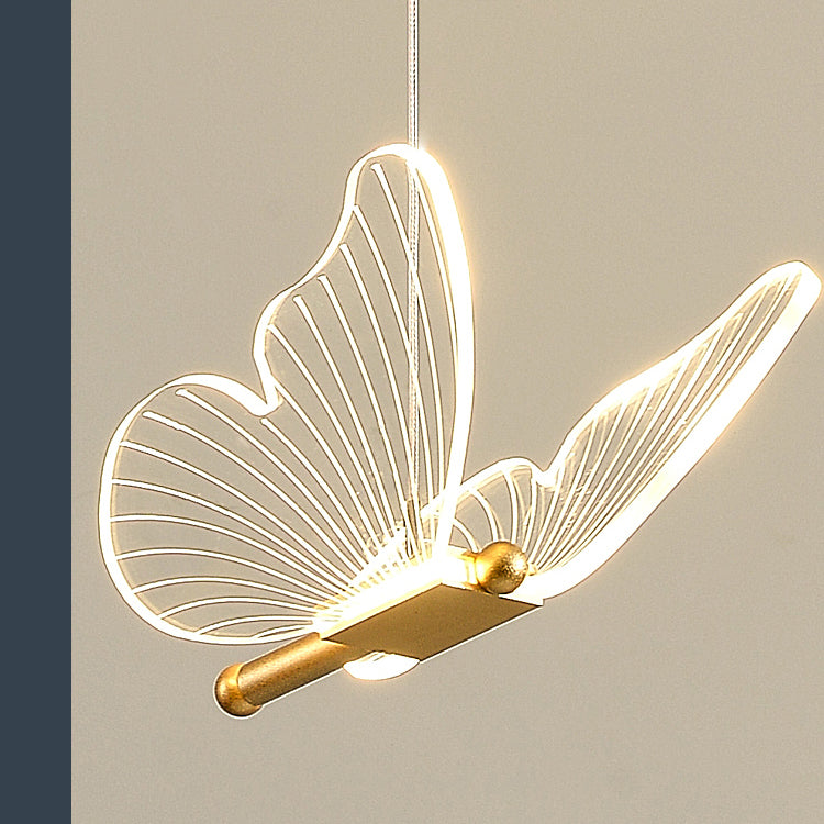 Gouden vlinder led hanglamp in moderne luxe stijl smeedijzeren hangende lamp met acryl schaduw