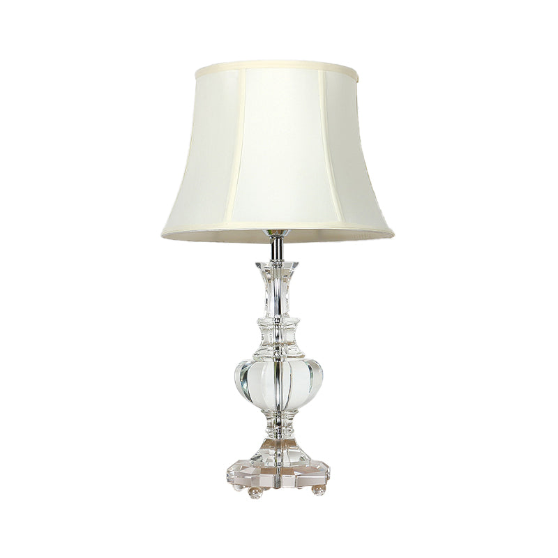 1 Bulb Urn Shape Task Lighting Modernism Beveled Crystal Nightstand Lamp in White
