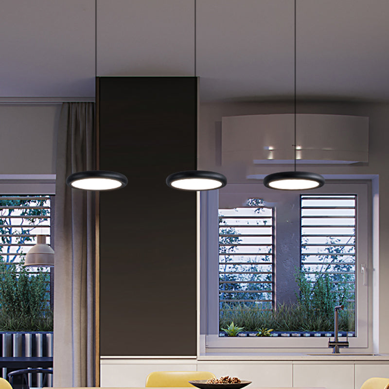 Modern Minimalist LED Pendant Light Frosted Aluminium Circular Hanging Lamp with Acrylic Shade