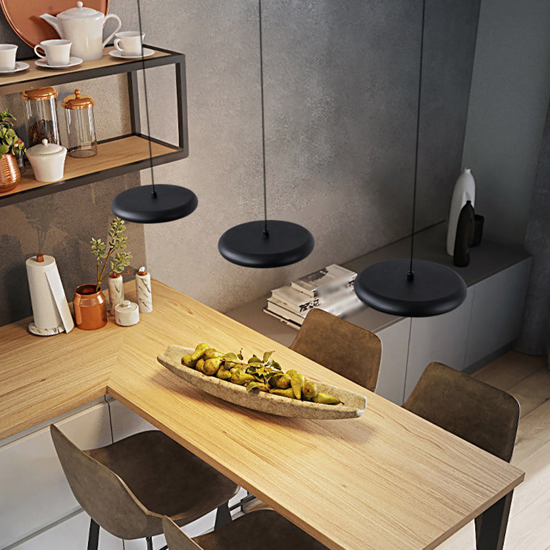 Modern Minimalist LED Pendant Light Frosted Aluminium Circular Hanging Lamp with Acrylic Shade