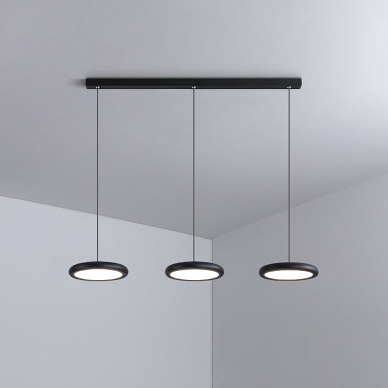 Modern Minimalist LED Pendant Light Frosted Aluminium Circular Hanging Lamp with Acrylic Shade