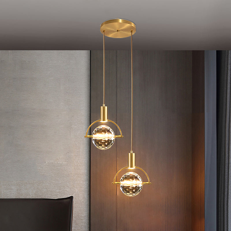 Elektroplate IJzeren hanglamp in moderne luxe stijl kristallen wereldhangende lamp voor slaapkamer