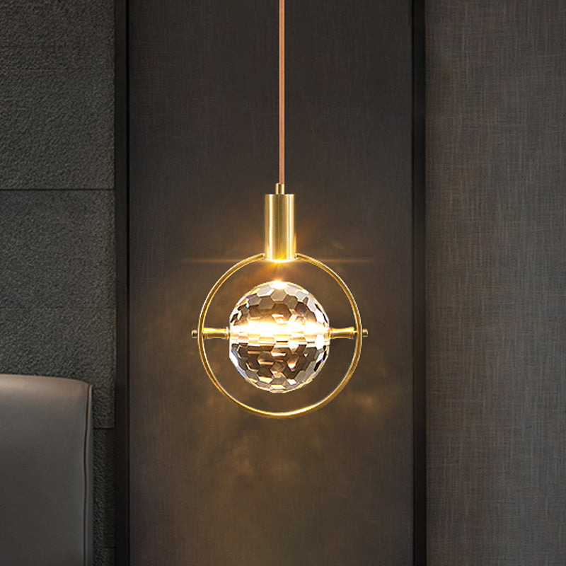 Elektroplate IJzeren hanglamp in moderne luxe stijl kristallen wereldhangende lamp voor slaapkamer