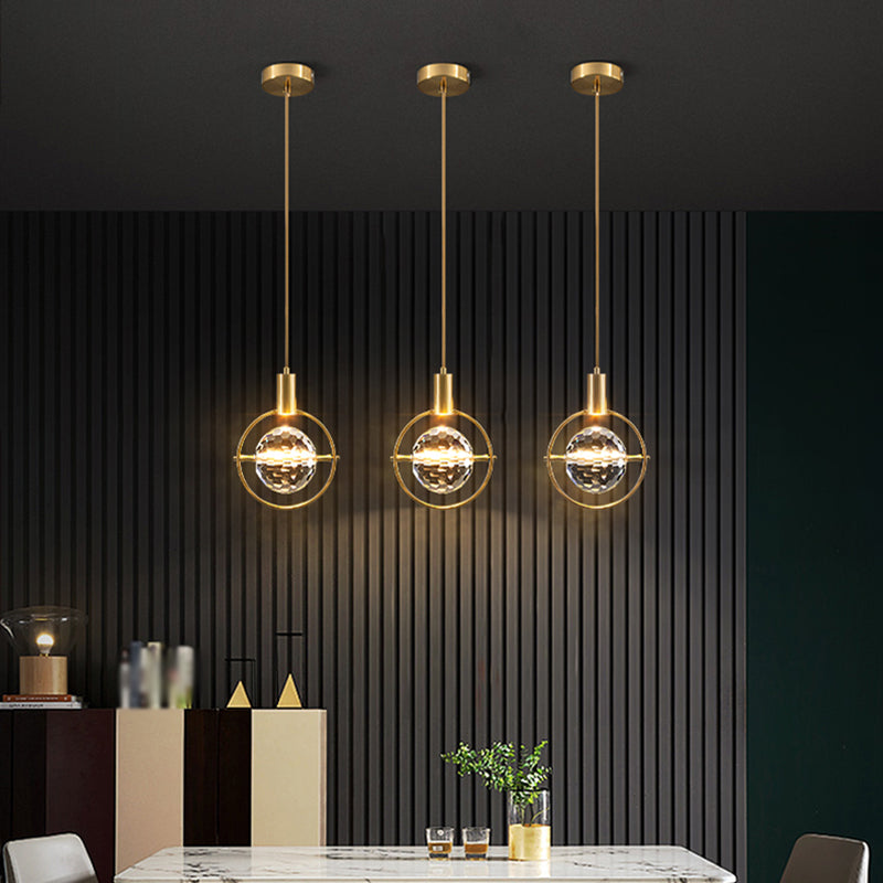 Elektroplate IJzeren hanglamp in moderne luxe stijl kristallen wereldhangende lamp voor slaapkamer