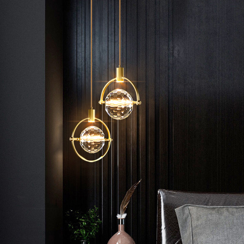 Elektroplate IJzeren hanglamp in moderne luxe stijl kristallen wereldhangende lamp voor slaapkamer