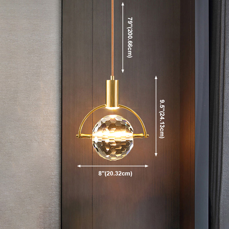 Elektroplate IJzeren hanglamp in moderne luxe stijl kristallen wereldhangende lamp voor slaapkamer