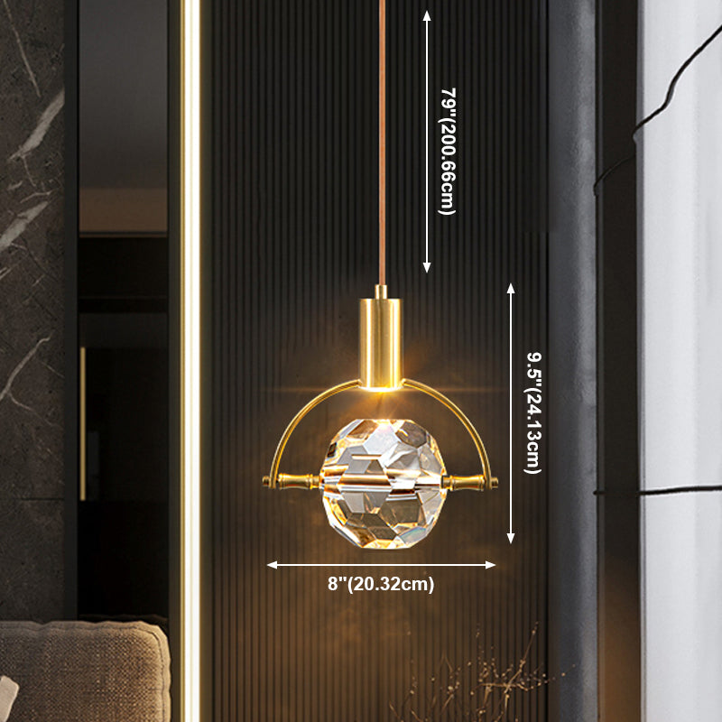 Elektroplate IJzeren hanglamp in moderne luxe stijl kristallen wereldhangende lamp voor slaapkamer