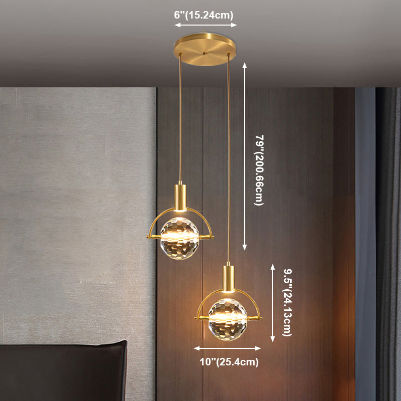 Elektroplate IJzeren hanglamp in moderne luxe stijl kristallen wereldhangende lamp voor slaapkamer