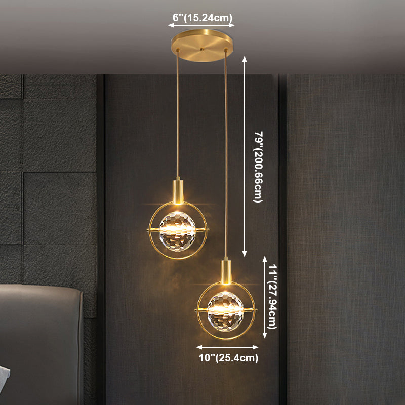 Elektroplate IJzeren hanglamp in moderne luxe stijl kristallen wereldhangende lamp voor slaapkamer