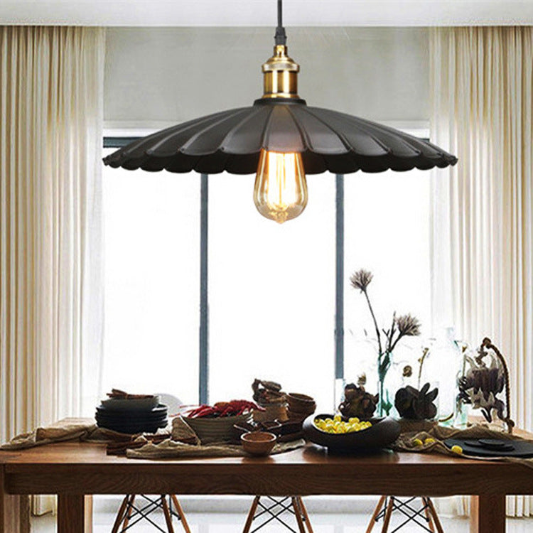 Classico industriale Classico a pendente singolo Light Ferro Smaloped Lampada sospesa in nero