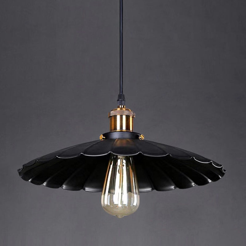 Classico industriale Classico a pendente singolo Light Ferro Smaloped Lampada sospesa in nero