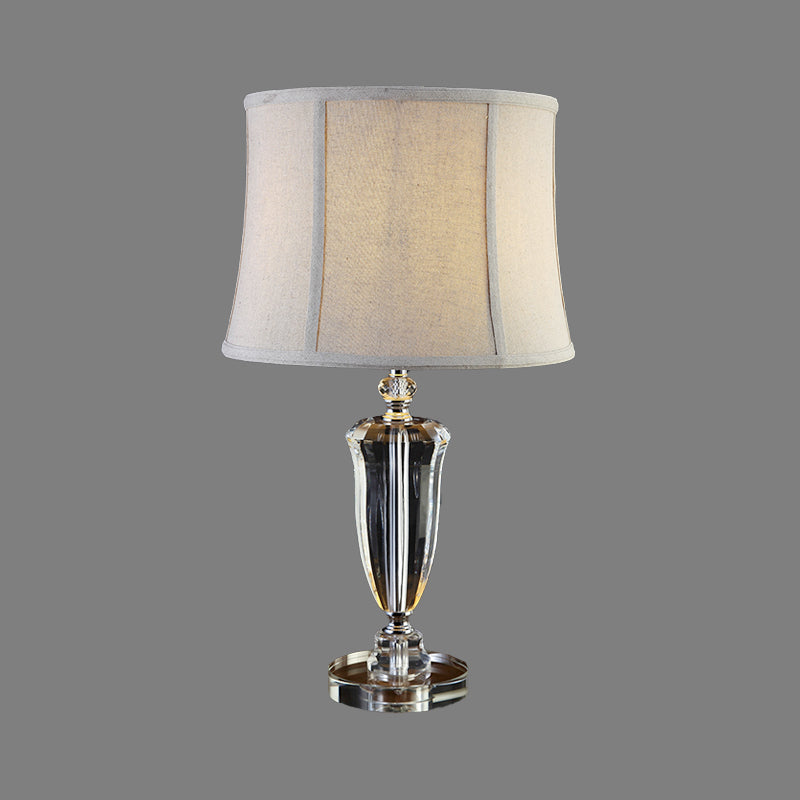 Modernist 1 Kopfschreibtisch hellgrau getäfelter Bell -Nachttischlampe mit Stoffschatten