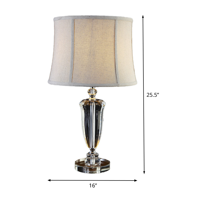 Modernist 1 Kopfschreibtisch hellgrau getäfelter Bell -Nachttischlampe mit Stoffschatten