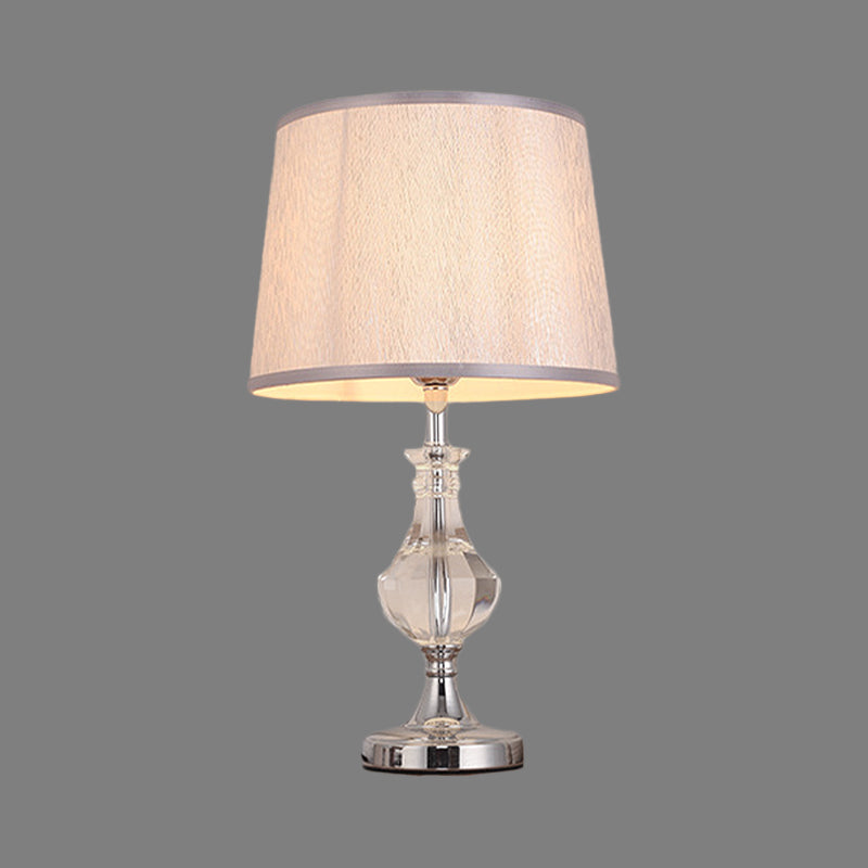 Barrel Shade Fabric Task Lighting Modernism 1 Head Grey Reading Lamp for Bedroom