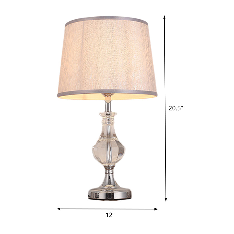 Barrel Shade Fabric Task Lighting Modernism 1 Head Grey Reading Lamp for Bedroom