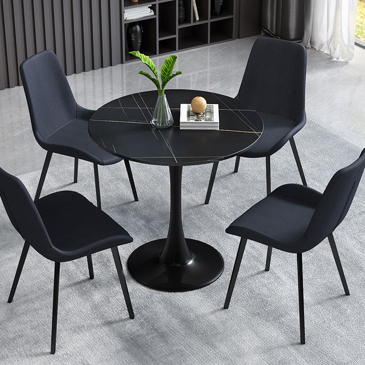 Mesa de comedor redonda Simplicity de piedra sinterizada con base de tulipán