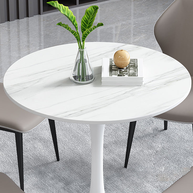Mesa de comedor redonda Simplicity de piedra sinterizada con base de tulipán