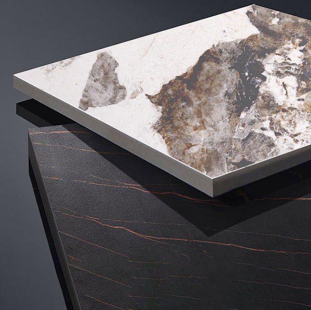 Mesa de comedor redonda Simplicity de piedra sinterizada con base de tulipán