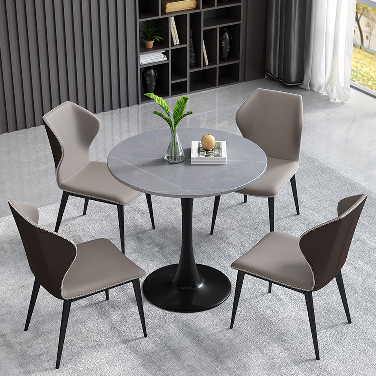 Mesa de comedor redonda Simplicity de piedra sinterizada con base de tulipán
