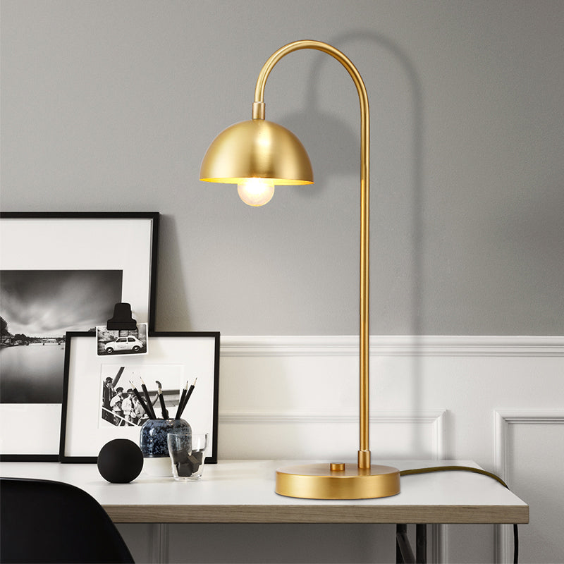 Post-Modern Dome Nightstand Light Metal 1-Head Bedroom Night Table Lamp in Gold