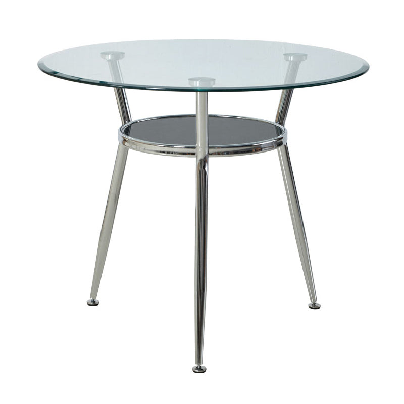 Esstisch aus Glas im modernen Stil, runder Tisch mit Metallgestell für den Heimgebrauch
