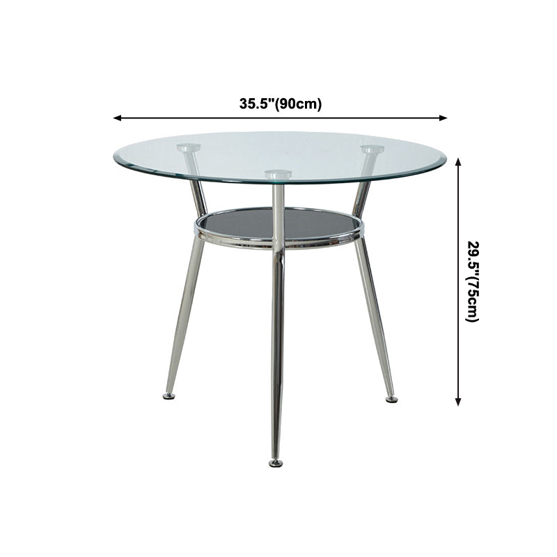 Esstisch aus Glas im modernen Stil, runder Tisch mit Metallgestell für den Heimgebrauch