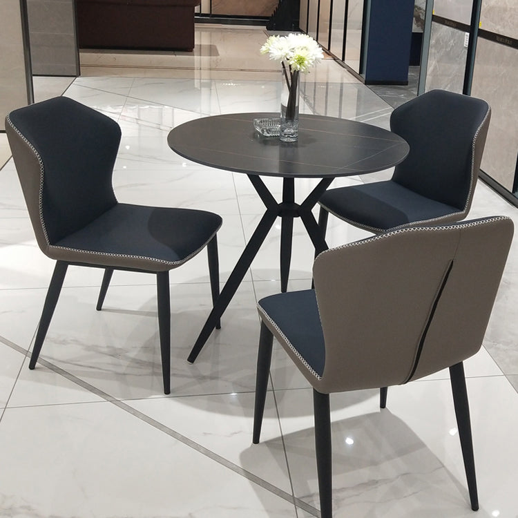 Traditional Luxury Style Dining Table Round Sintered Stone Table with Metal