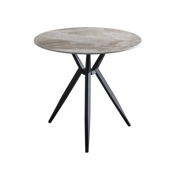 Traditional Luxury Style Dining Table Round Sintered Stone Table with Metal