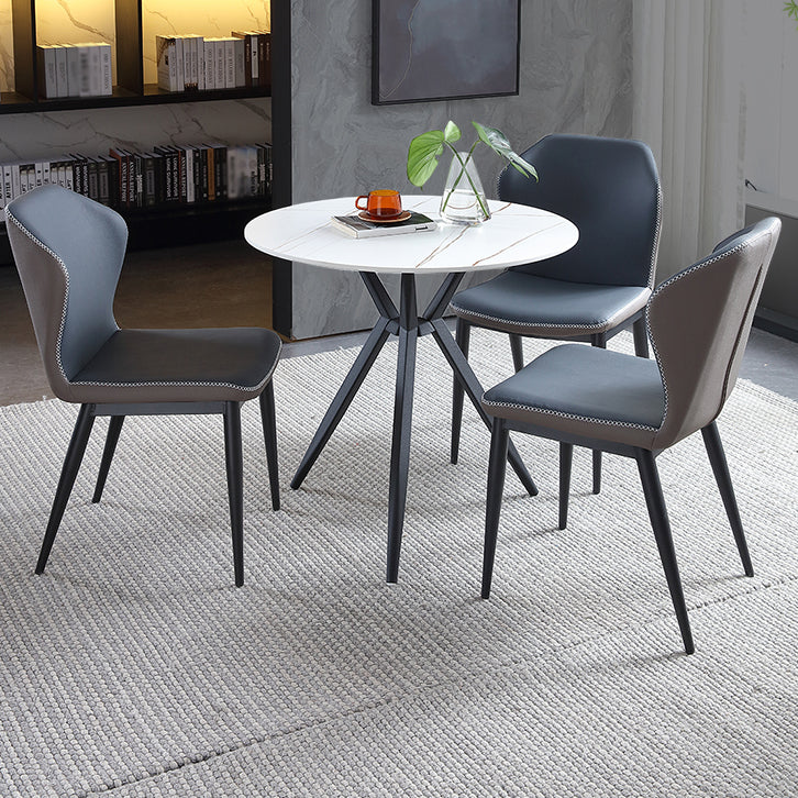 Traditional Luxury Style Dining Table Round Sintered Stone Table with Metal