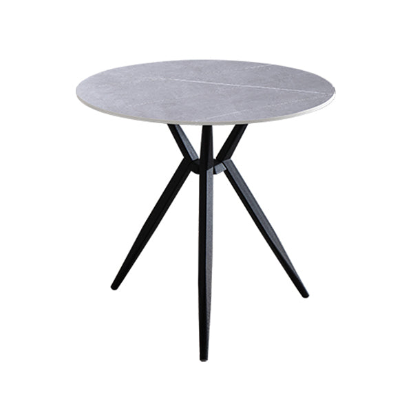 Traditional Luxury Style Dining Table Round Sintered Stone Table with Metal