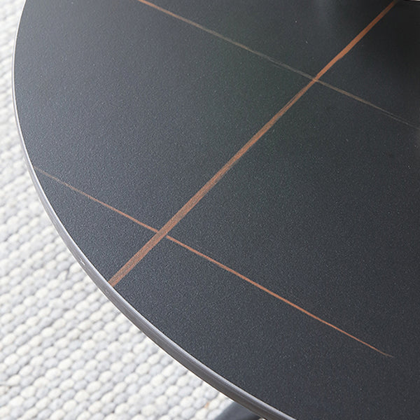 Traditional Luxury Style Dining Table Round Sintered Stone Table with Metal
