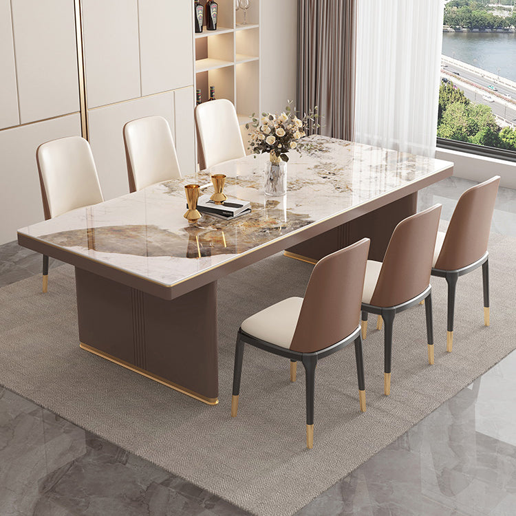 Mesa de comedor de estilo de lujo tradicional con pedestal doble