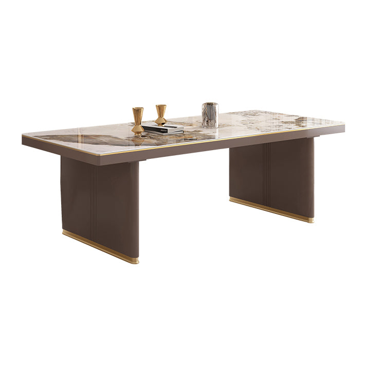 Mesa de comedor de estilo de lujo tradicional con pedestal doble