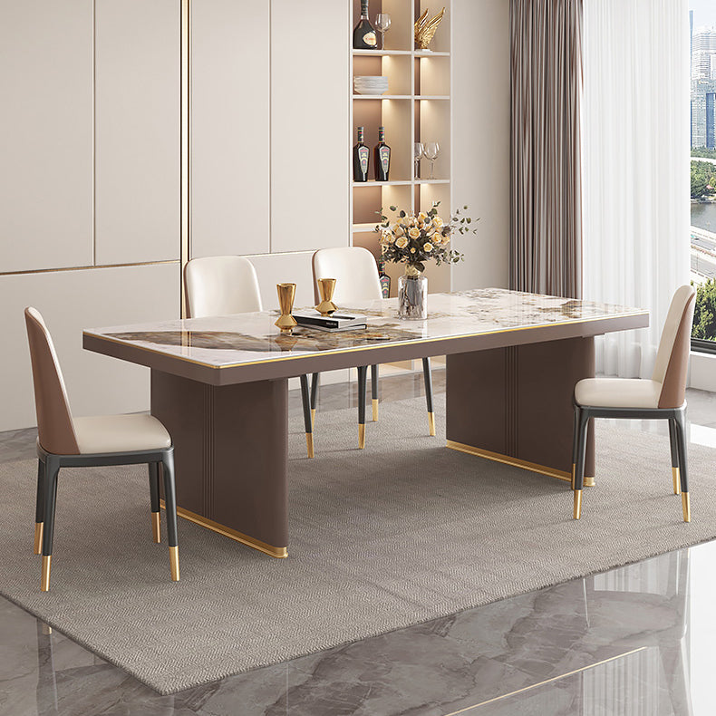 Mesa de comedor de estilo de lujo tradicional con pedestal doble