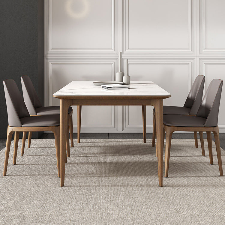 Vast hout midden-eeuwse moderne tafel rechthoekige gesinterde stenen boventafel voor eetkamer