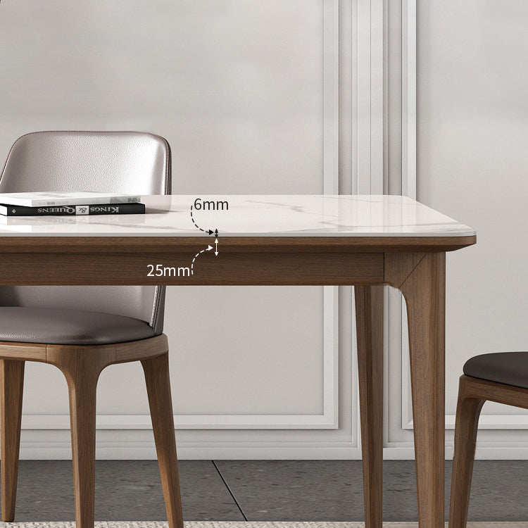 Vast hout midden-eeuwse moderne tafel rechthoekige gesinterde stenen boventafel voor eetkamer