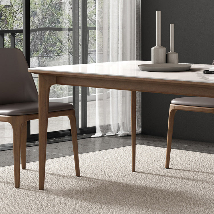 Vast hout midden-eeuwse moderne tafel rechthoekige gesinterde stenen boventafel voor eetkamer