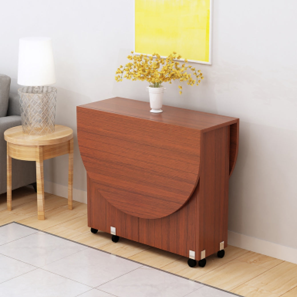 Solid Wood Mid-Century Modern Table Oval Solid Wood Top Table with Drop Leaf
