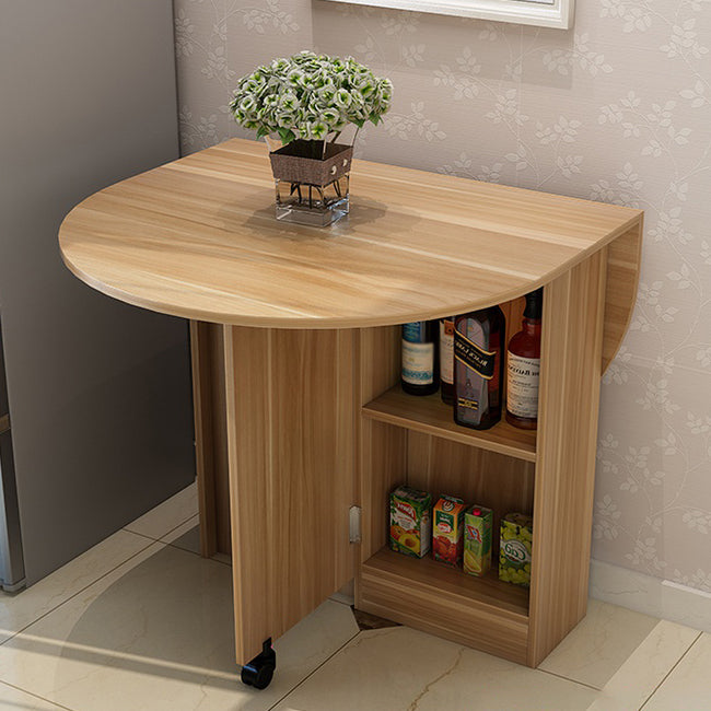 Solid Wood Mid-Century Modern Table Oval Solid Wood Top Table with Drop Leaf