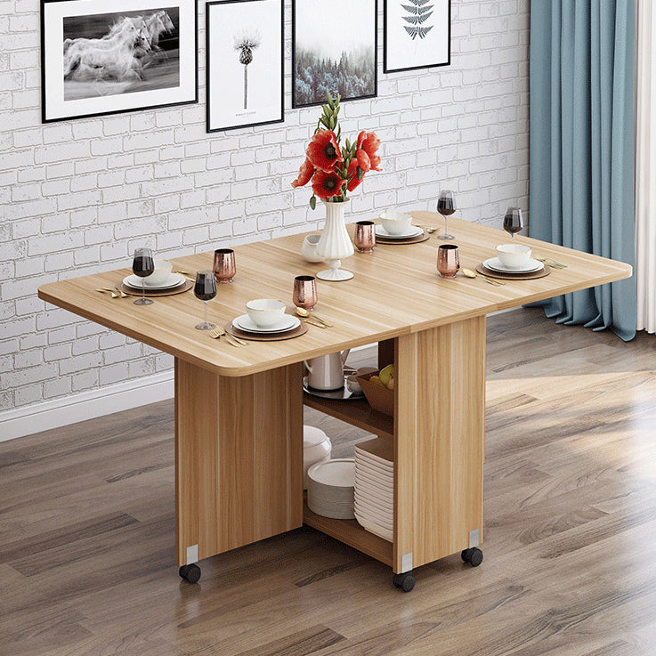 Solid Wood Mid-Century Modern Table Oval Solid Wood Top Table with Drop Leaf
