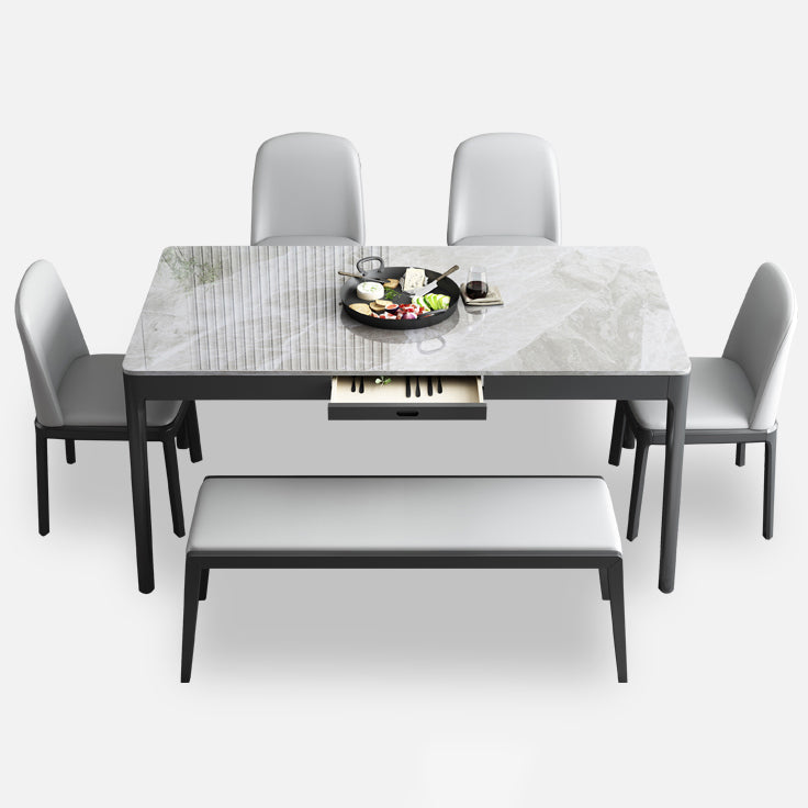 Rechteck dreifarbige Esstisch Sinterstein Tisch Vintage mit Schublade